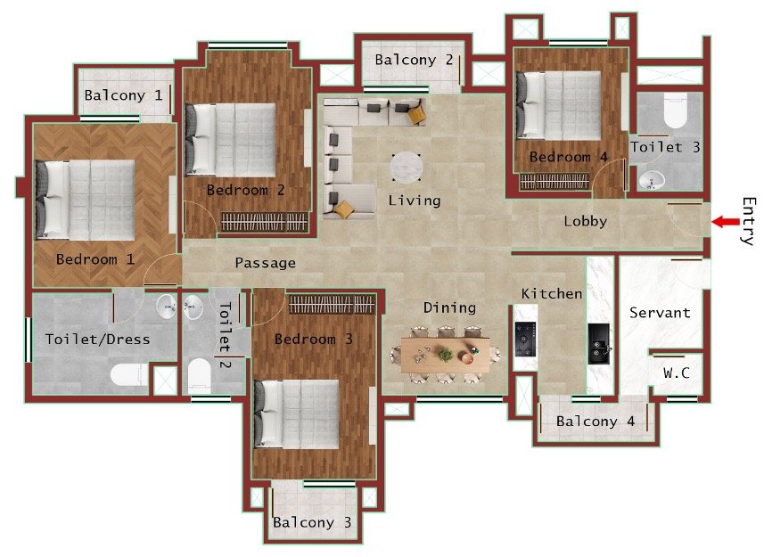 4B + 3T + S (2435 SQFT)