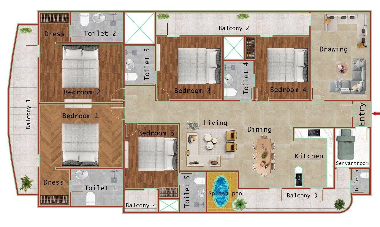 Type-1 5BHK (3625 SQFT)