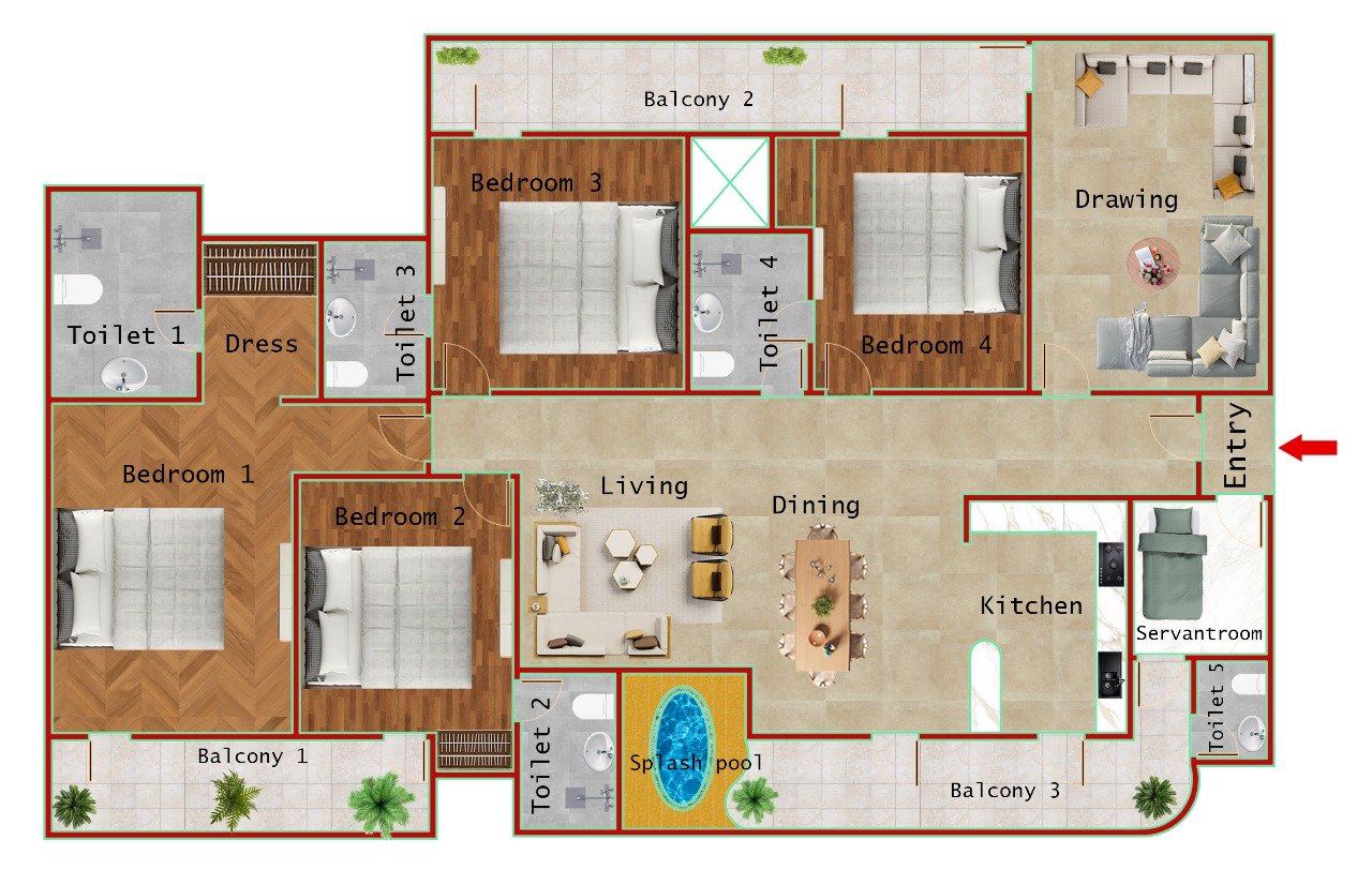 Type-2 4BHK (3000 SQFT)