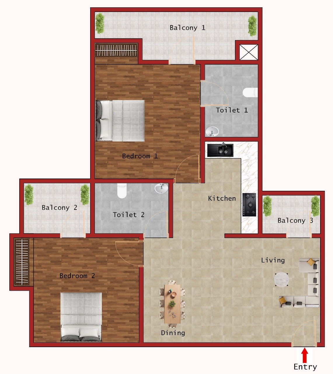2BHK (1082 Sqft)